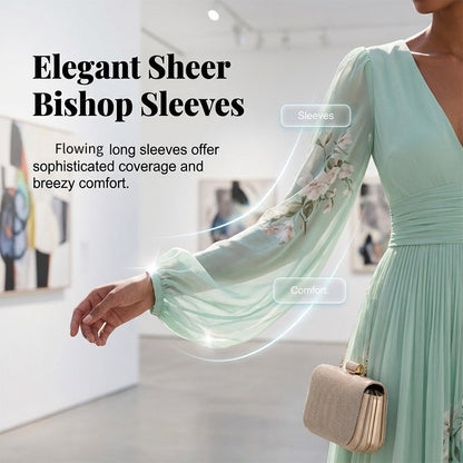🌞Frühlingserwachen: 50% Rabatt!✨Traumhaftes Hochzeitsgast-Kleid: Figurschmeichelndes Chiffon-Plisseekleid mit floralen Details