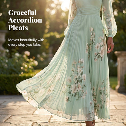 🌞Frühlingserwachen: 50% Rabatt!✨Traumhaftes Hochzeitsgast-Kleid: Figurschmeichelndes Chiffon-Plisseekleid mit floralen Details