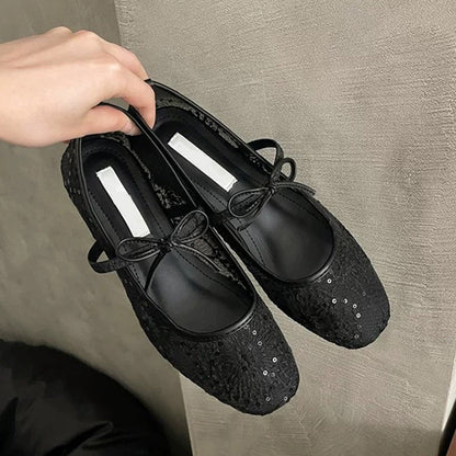 🌞Frühlingserwachen: 50% Rabatt!💎Balletcore-Trend: Atmungsaktive Mesh-Ballerinas mit Stickerei & Schleife – Federleicht