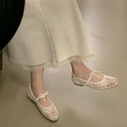 🌞Frühlingserwachen: 50% Rabatt!💎Balletcore-Trend: Atmungsaktive Mesh-Ballerinas mit Stickerei & Schleife – Federleicht