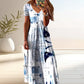 Women's Fashion Print V-Neck Short Sleeve Dress