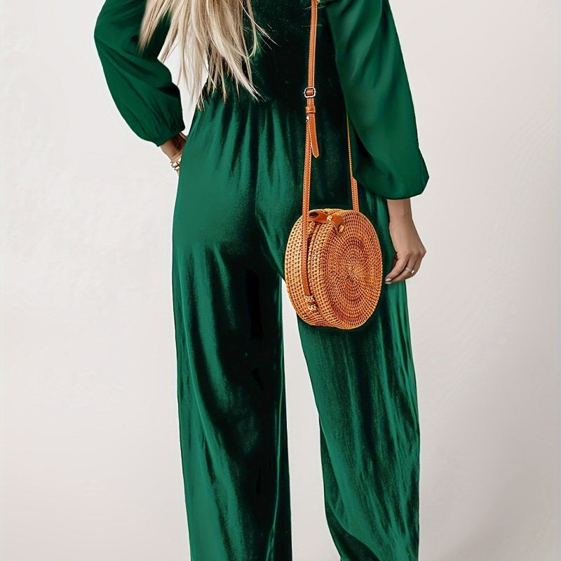 🌞Frühlingserwachen: 50% Rabatt!💎Figurschmeichelnder Damen Jumpsuit mit Smok-Brust & Weitem Bein