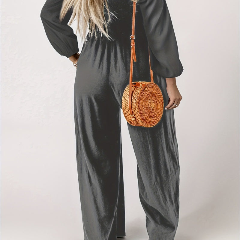 🌞Frühlingserwachen: 50% Rabatt!💎Figurschmeichelnder Damen Jumpsuit mit Smok-Brust & Weitem Bein