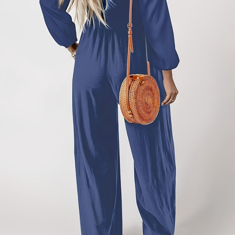 🌞Frühlingserwachen: 50% Rabatt!💎Figurschmeichelnder Damen Jumpsuit mit Smok-Brust & Weitem Bein