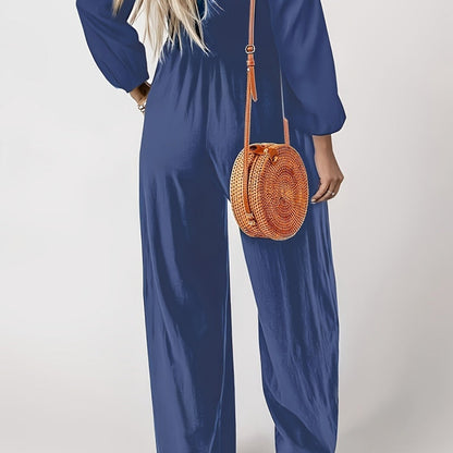 🌞Frühlingserwachen: 50% Rabatt!💎Figurschmeichelnder Damen Jumpsuit mit Smok-Brust & Weitem Bein