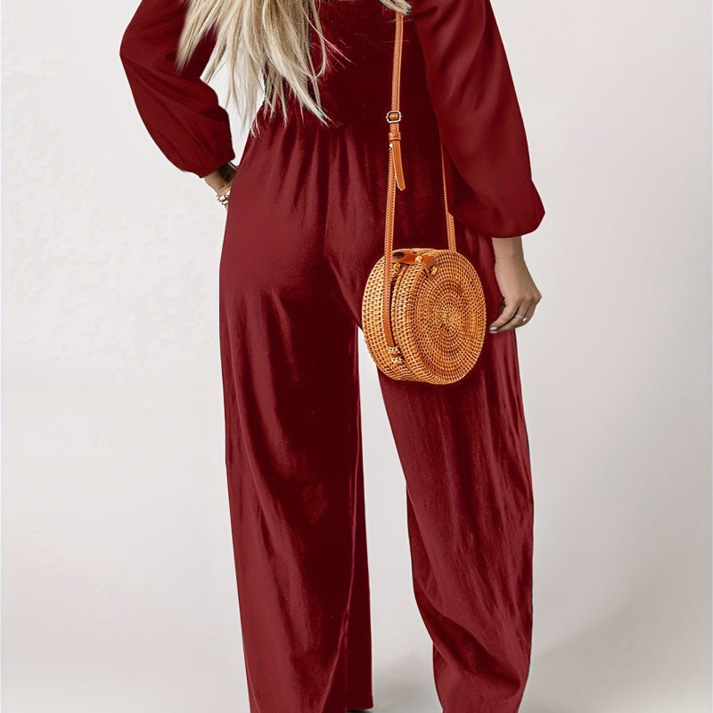 🌞Frühlingserwachen: 50% Rabatt!💎Figurschmeichelnder Damen Jumpsuit mit Smok-Brust & Weitem Bein