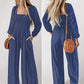🌞Frühlingserwachen: 50% Rabatt!💎Figurschmeichelnder Damen Jumpsuit mit Smok-Brust & Weitem Bein