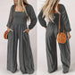 🌞Frühlingserwachen: 50% Rabatt!💎Figurschmeichelnder Damen Jumpsuit mit Smok-Brust & Weitem Bein