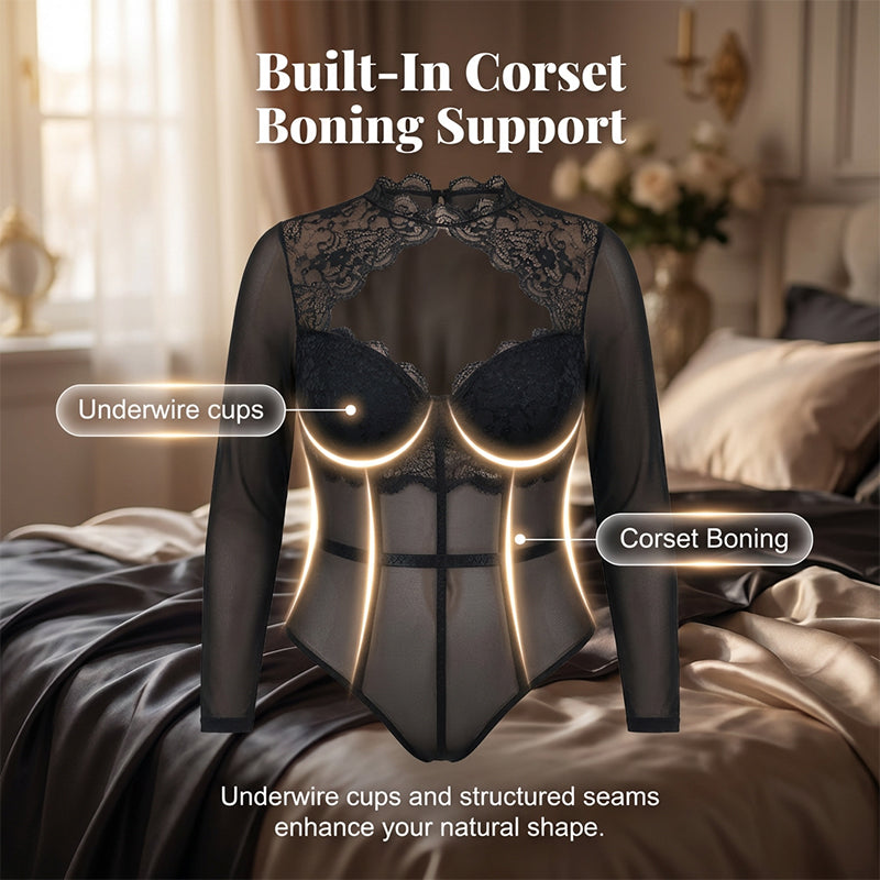 🌞Frühlingserwachen: 50% Rabatt!💎Verführerischer Plus-Size Bodysuit mit Korsett-Stäbchen – Perfekter Halt für Deine Kurven