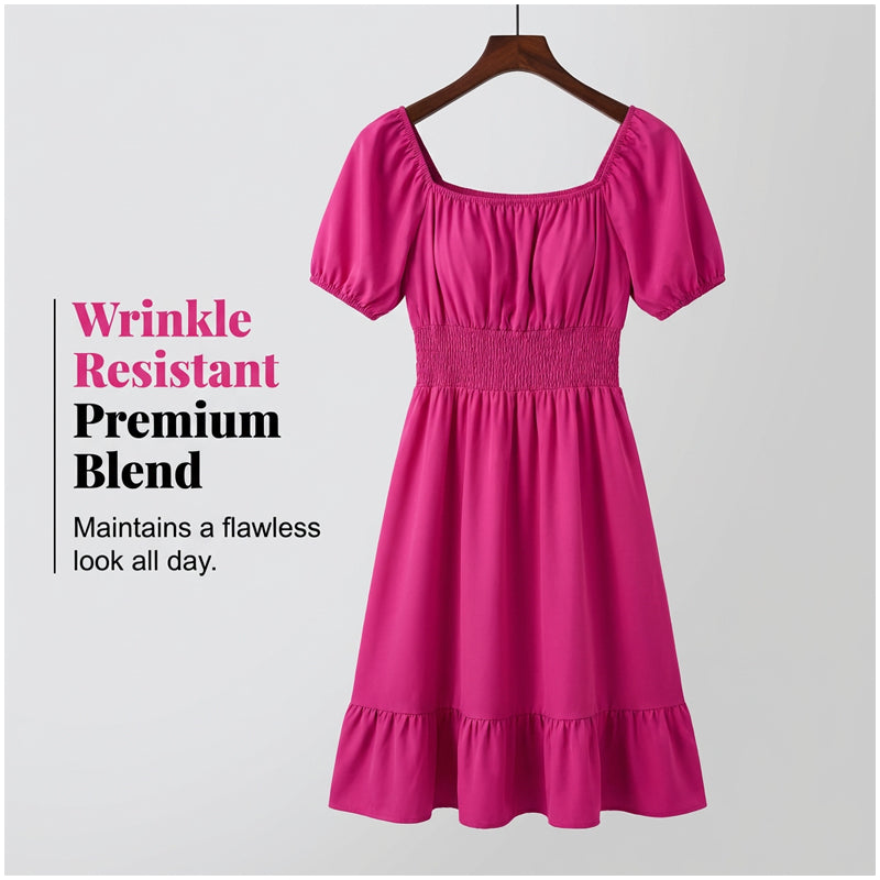 🌞Frühlingserwachen: 50% Rabatt!🎉Sommer-Traum: Romantisches Midikleid mit geraffter Taille & Puffärmeln