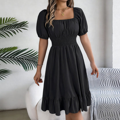 🌞Frühlingserwachen: 50% Rabatt!🎉Sommer-Traum: Romantisches Midikleid mit geraffter Taille & Puffärmeln