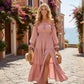 🌞Frühlingserwachen: 50% Rabatt!🎉Romantisches Off-Shoulder Maxikleid "Cloud-Dream" – Luftig, Edel & mit Beinschlitz