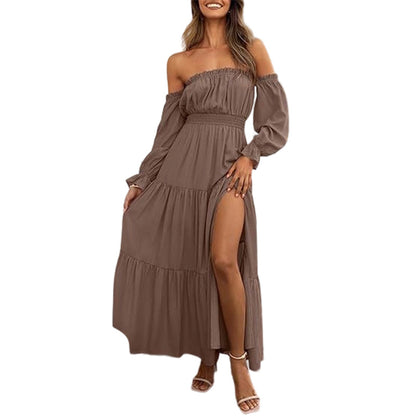 🌞Frühlingserwachen: 50% Rabatt!🎉Romantisches Off-Shoulder Maxikleid "Cloud-Dream" – Luftig, Edel & mit Beinschlitz