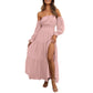 🌞Frühlingserwachen: 50% Rabatt!🎉Romantisches Off-Shoulder Maxikleid "Cloud-Dream" – Luftig, Edel & mit Beinschlitz