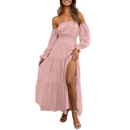 🌞Frühlingserwachen: 50% Rabatt!🎉Romantisches Off-Shoulder Maxikleid "Cloud-Dream" – Luftig, Edel & mit Beinschlitz