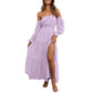 🌞Frühlingserwachen: 50% Rabatt!🎉Romantisches Off-Shoulder Maxikleid "Cloud-Dream" – Luftig, Edel & mit Beinschlitz