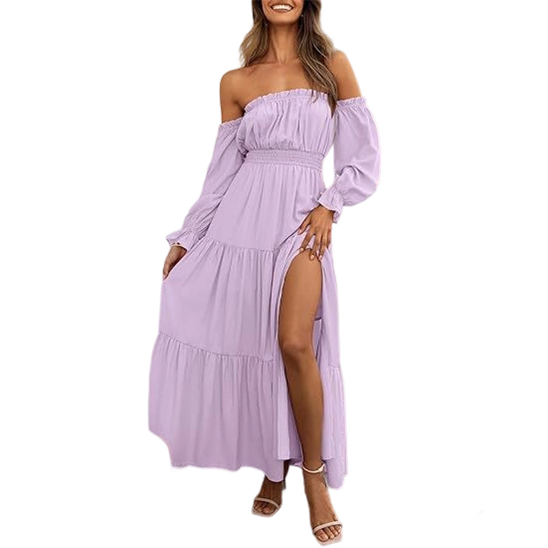 🌞Frühlingserwachen: 50% Rabatt!🎉Romantisches Off-Shoulder Maxikleid "Cloud-Dream" – Luftig, Edel & mit Beinschlitz