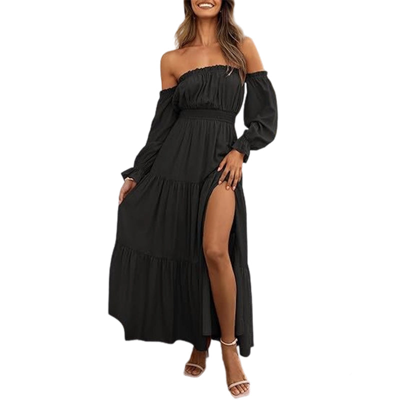 🌞Frühlingserwachen: 50% Rabatt!🎉Romantisches Off-Shoulder Maxikleid "Cloud-Dream" – Luftig, Edel & mit Beinschlitz