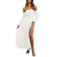 🌞Frühlingserwachen: 50% Rabatt!🎉Romantisches Off-Shoulder Maxikleid "Cloud-Dream" – Luftig, Edel & mit Beinschlitz