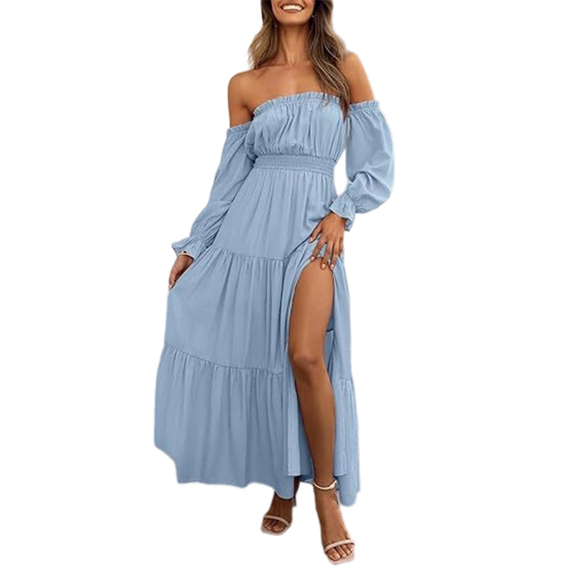🌞Frühlingserwachen: 50% Rabatt!🎉Romantisches Off-Shoulder Maxikleid "Cloud-Dream" – Luftig, Edel & mit Beinschlitz