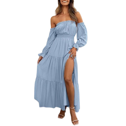 🌞Frühlingserwachen: 50% Rabatt!🎉Romantisches Off-Shoulder Maxikleid "Cloud-Dream" – Luftig, Edel & mit Beinschlitz