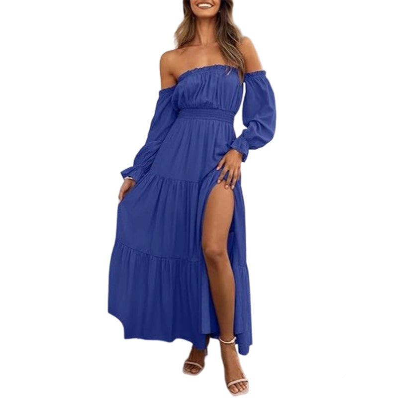 🌞Frühlingserwachen: 50% Rabatt!🎉Romantisches Off-Shoulder Maxikleid "Cloud-Dream" – Luftig, Edel & mit Beinschlitz