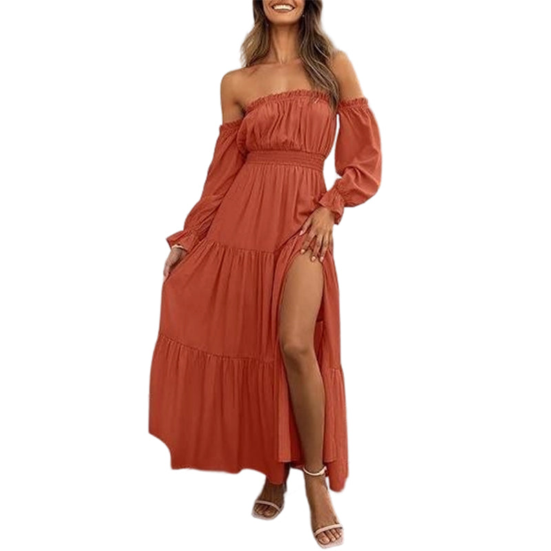 🌞Frühlingserwachen: 50% Rabatt!🎉Romantisches Off-Shoulder Maxikleid "Cloud-Dream" – Luftig, Edel & mit Beinschlitz