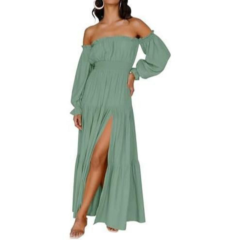 🌞Frühlingserwachen: 50% Rabatt!🎉Romantisches Off-Shoulder Maxikleid "Cloud-Dream" – Luftig, Edel & mit Beinschlitz