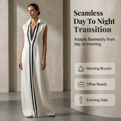 🌞Frühlingserwachen: 50% Rabatt!🎉Minimalistisches Design-Kleid "Linear Chic" – Zeitlose Silhouette & Hoher Kragen