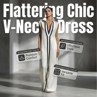 🌞Frühlingserwachen: 50% Rabatt!🎉Minimalistisches Design-Kleid "Linear Chic" – Zeitlose Silhouette & Hoher Kragen