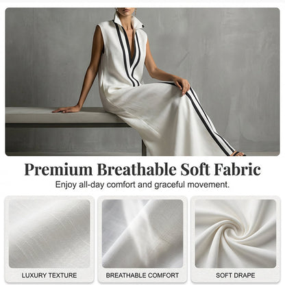 🌞Frühlingserwachen: 50% Rabatt!🎉Minimalistisches Design-Kleid "Linear Chic" – Zeitlose Silhouette & Hoher Kragen