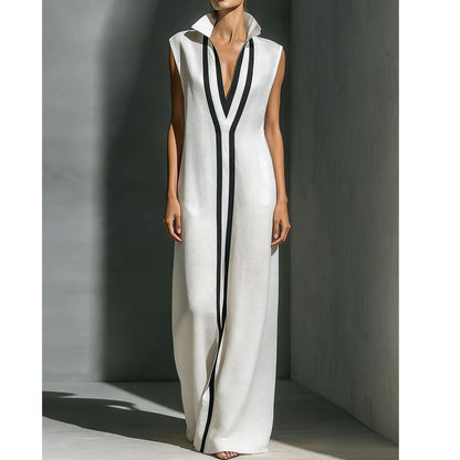 🌞Frühlingserwachen: 50% Rabatt!🎉Minimalistisches Design-Kleid "Linear Chic" – Zeitlose Silhouette & Hoher Kragen