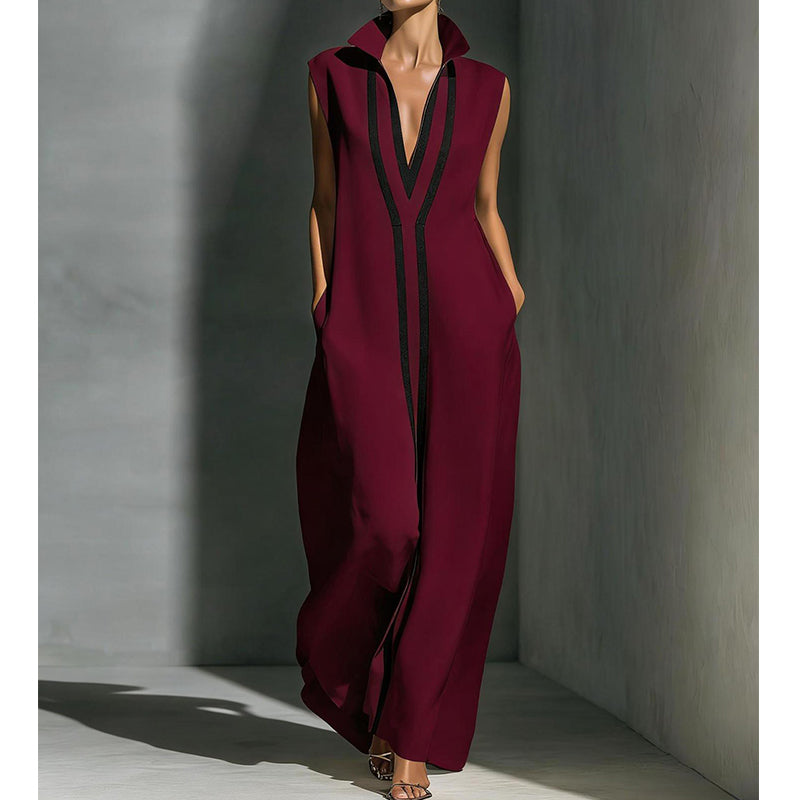 🌞Frühlingserwachen: 50% Rabatt!🎉Minimalistisches Design-Kleid "Linear Chic" – Zeitlose Silhouette & Hoher Kragen