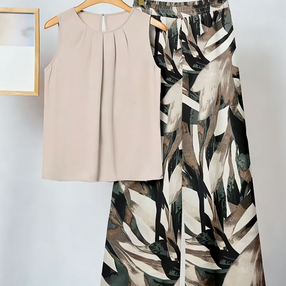 🌞Frühlingserwachen: 50% Rabatt!💎Sommerliche Eleganz: Zweiteiliges Print-Set mit fließender weiter Hose