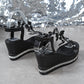 🦋 Keilabsatz-Sandalen mit Glitzer-Schmetterlingen | Elegante Plateausommerschuhe mit Perlen | Bequeme Passform