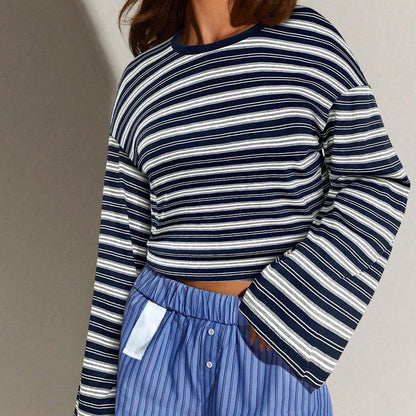 🌞Frühlingserwachen: 50% Rabatt!🎉Klassisches Langarmshirt mit Retro-Streifen: Knitterfrei, Weich & Vielseitig