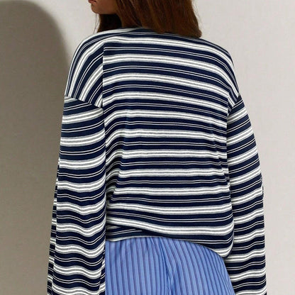 🌞Frühlingserwachen: 50% Rabatt!🎉Klassisches Langarmshirt mit Retro-Streifen: Knitterfrei, Weich & Vielseitig