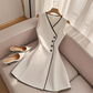 🌞Frühlingserwachen: 50% Rabatt!💕Zeitlose Eleganz: Ärmelloses A-Linien-Kleid mit Kontrast-Besatz & Knopf-Details