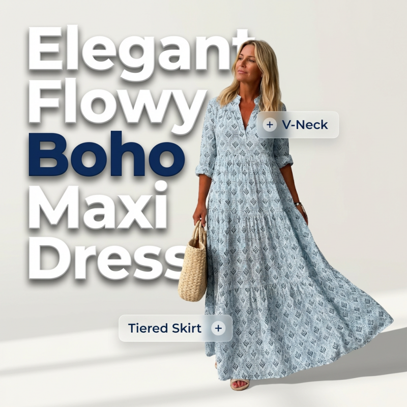 🌞Frühlingserwachen: 50% Rabatt!💕Boho-Traum "Muse": Elegantes Etagen-Maxikleid mit V-Ausschnitt