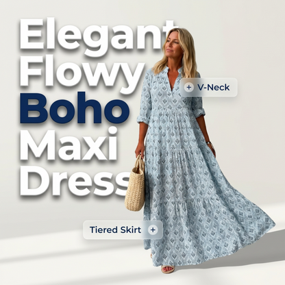 🌞Frühlingserwachen: 50% Rabatt!💕Boho-Traum "Muse": Elegantes Etagen-Maxikleid mit V-Ausschnitt