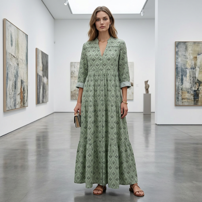 🌞Frühlingserwachen: 50% Rabatt!💕Boho-Traum "Muse": Elegantes Etagen-Maxikleid mit V-Ausschnitt