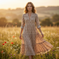 🌞Frühlingserwachen: 50% Rabatt!💕Boho-Traum "Muse": Elegantes Etagen-Maxikleid mit V-Ausschnitt