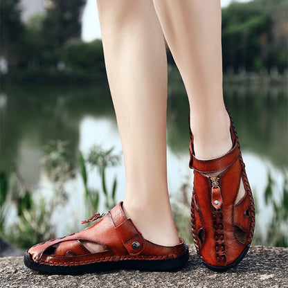 🏆Handgefertigt aus echtem Leder🥇Lässige Sandalen mit umklappbarem Fersenriemen für Herren