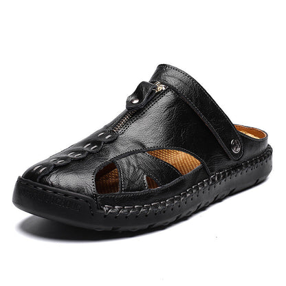 🏆Handgefertigt aus echtem Leder🥇Lässige Sandalen mit umklappbarem Fersenriemen für Herren