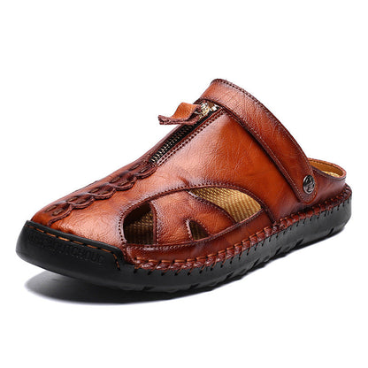 🏆Handgefertigt aus echtem Leder🥇Lässige Sandalen mit umklappbarem Fersenriemen für Herren