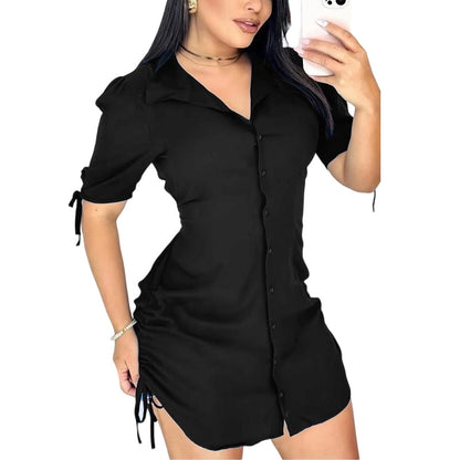 🌞Frühlingserwachen: 50% Rabatt!💎Damen Hemdkleid "Modern Curve" – Luftiger Mix aus Eleganz & Raffinesse