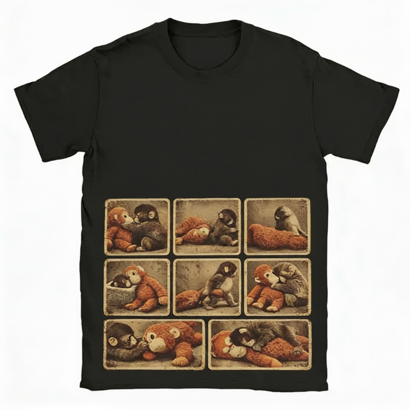 🌞Frühlingserwachen: 50% Rabatt!🐵„Punch“ Monchichi/Grafik T-Shirt – Für alle, die sich mal allein fühlen | Übergroß & weich