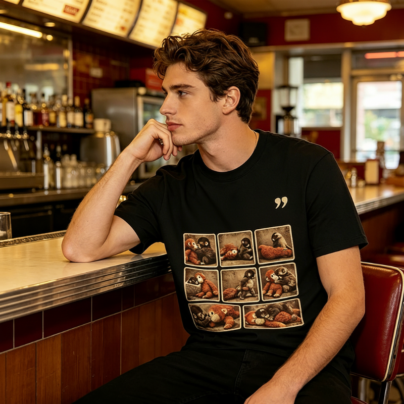 🌞Frühlingserwachen: 50% Rabatt!🐵„Punch“ Monchichi/Grafik T-Shirt – Für alle, die sich mal allein fühlen | Übergroß & weich