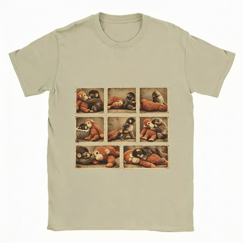 🌞Frühlingserwachen: 50% Rabatt!🐵„Punch“ Monchichi/Grafik T-Shirt – Für alle, die sich mal allein fühlen | Übergroß & weich