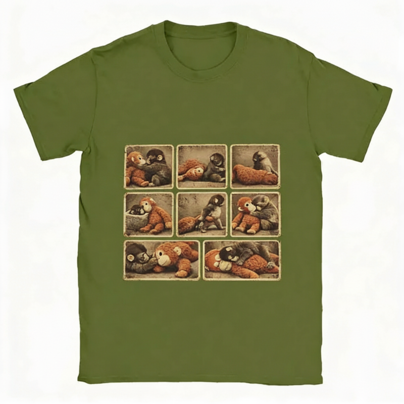🌞Frühlingserwachen: 50% Rabatt!🐵„Punch“ Monchichi/Grafik T-Shirt – Für alle, die sich mal allein fühlen | Übergroß & weich